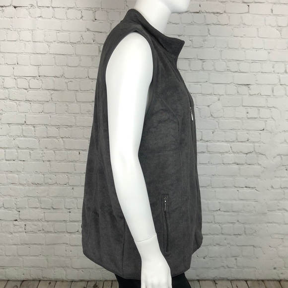 0X 1X 3X Charcoal Gray Fleece Vest Plus Size - Picture 4 of 5
